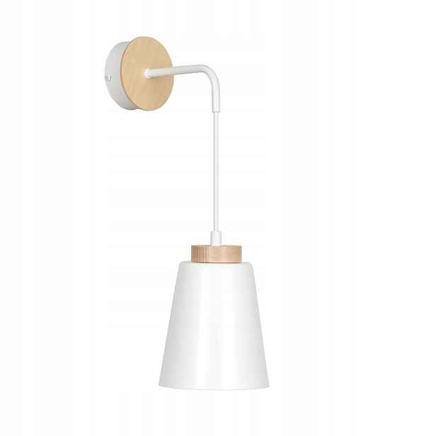 Nástěnná lampa Bolero bílá s dřevem E27 polská dekorativní lampa
