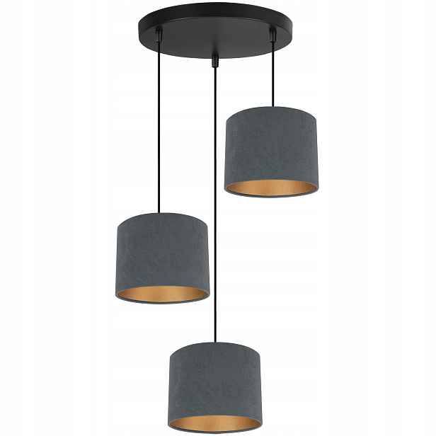 Závěsná Stropní Lampa S Stínítkem Antracit Šedá Zlatá Glamour E27