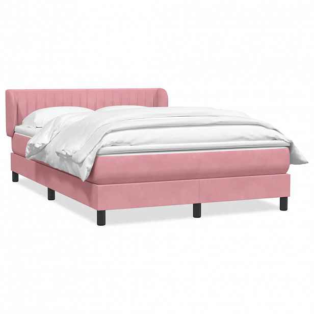 vidaXL Box spring postel s matrací růžová 160x210 cm samet