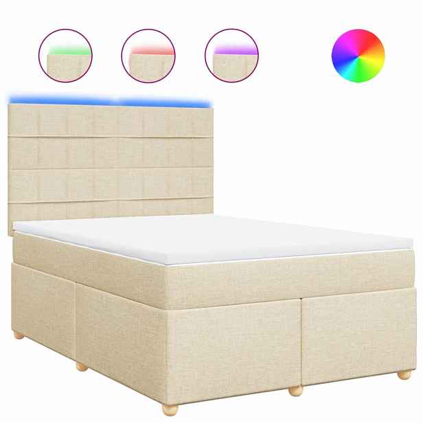 vidaXL Box spring postel s matrací krémová 140x200 cm textil