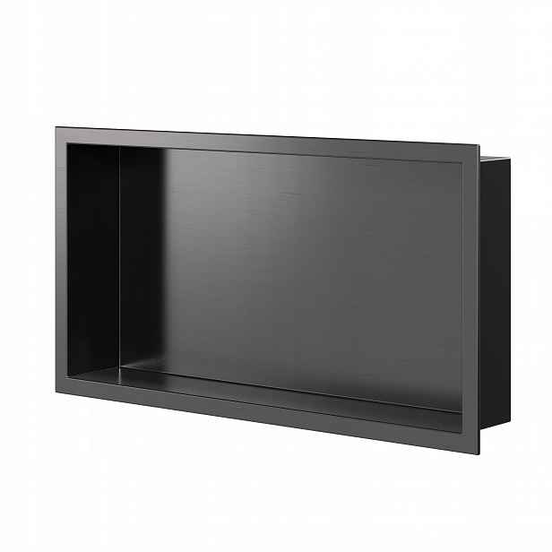 Koupelnová Polička Gun Metal Kartáčovaná Na Stěnu Ocel 30x60x10 Eviso