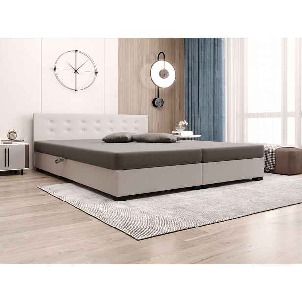 Manželská postel s úložným prostorem 140x200 ROSIE 12 - tmavě hnědá / ecru