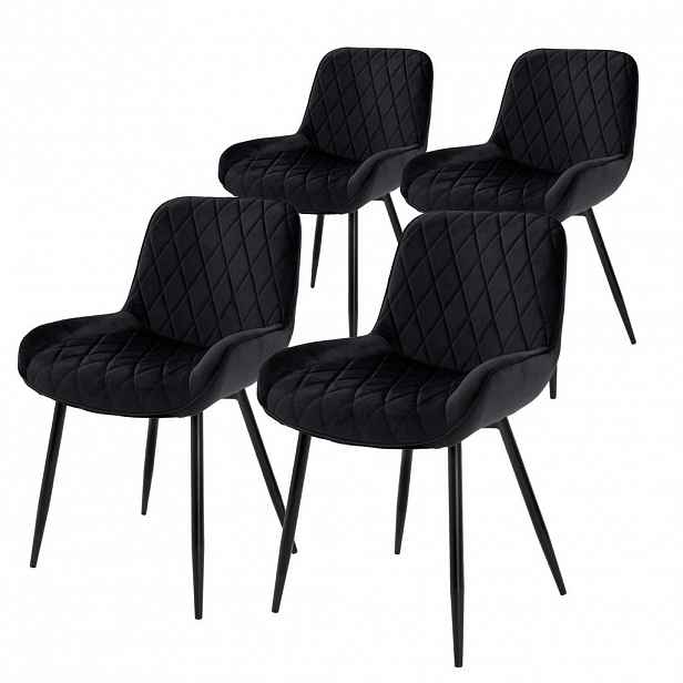 ML-DESIGN JÍDELNÍ ŽIDLE, sada 4 ks, černý samet