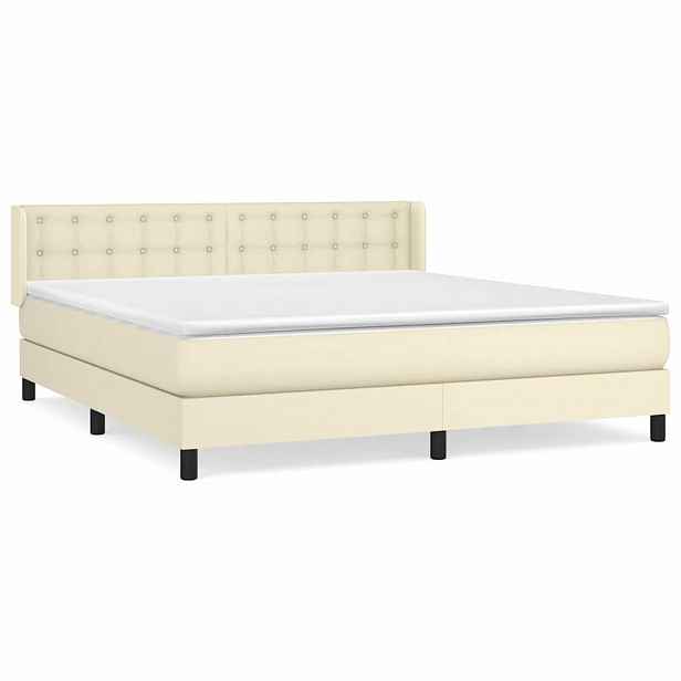 vidaXL Box spring postel s matrací krémová 160x200 cm umělá kůže