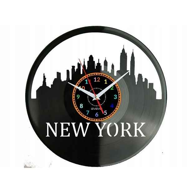 New York Dárek Originální dekorace do domu Hodiny z vinylové desky