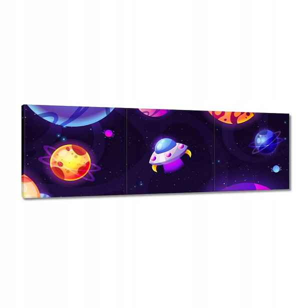 Obrazy 120x40 Loď a barevné planety