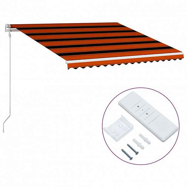 vidaXL Automatická zatahovací markýza 400 x 300 cm oranžovo-hnědá