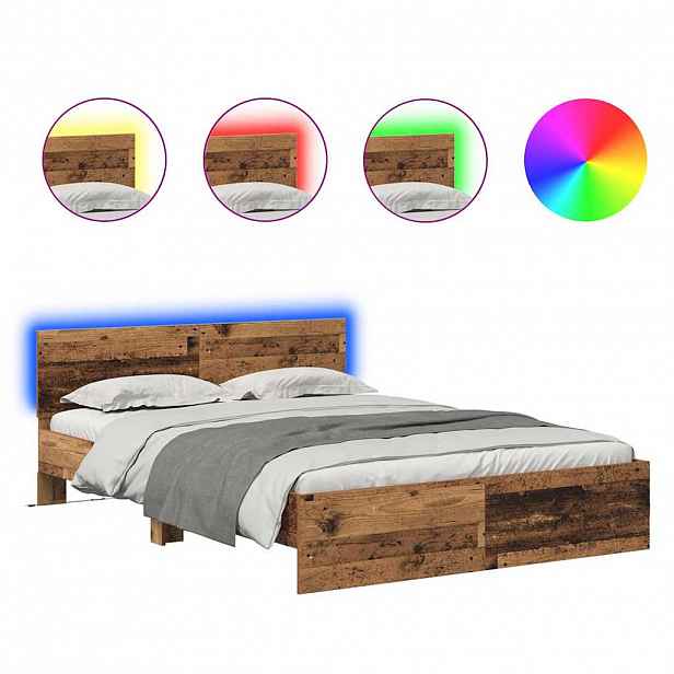 vidaXL Rám postele s čelo Staré dřevo 150 x 200 cm Kompozitní dřevo