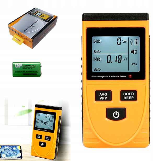 Měřič Elektromagnetického Pole Tester Vln 1999V/m, 100uT Ce 5G LCD
