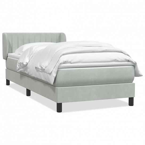 vidaXL Box spring postel s matrací světle šedá 80x220 cm samet