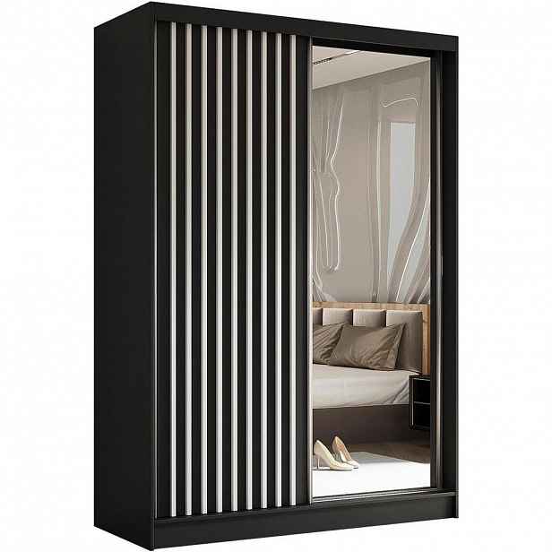 Beautysofa SKŘÍŇ s posuvnými dveřmi Helix 150/216/61 černá + bílá