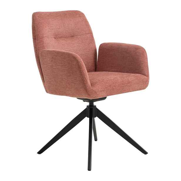 Růžové čalouněné jídelní křeslo s područkami Roxana – Unique Furniture