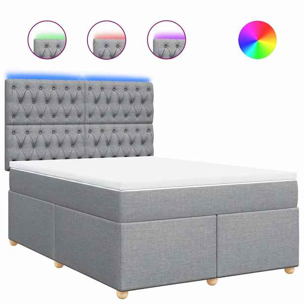 vidaXL Box spring postel s matrací světle šedá 140 x 200 cm textil