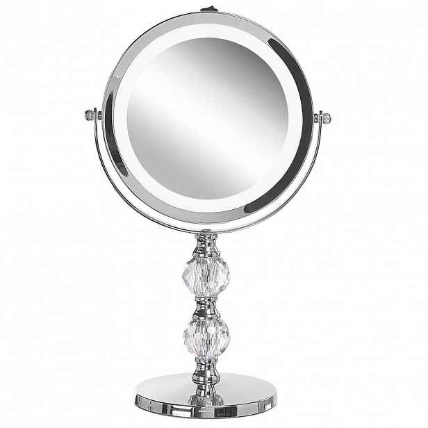 Beliani KOSMETICKÉ ZRCADLO stříbrné s LED osvětlením 18 cm Claira