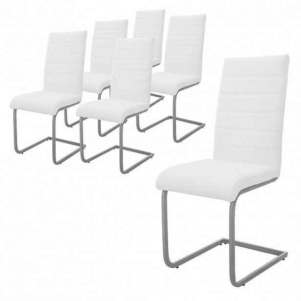 ML-DESIGN SADA 6 křesel s výkyvnou opěrkou, bílá umělá kůže