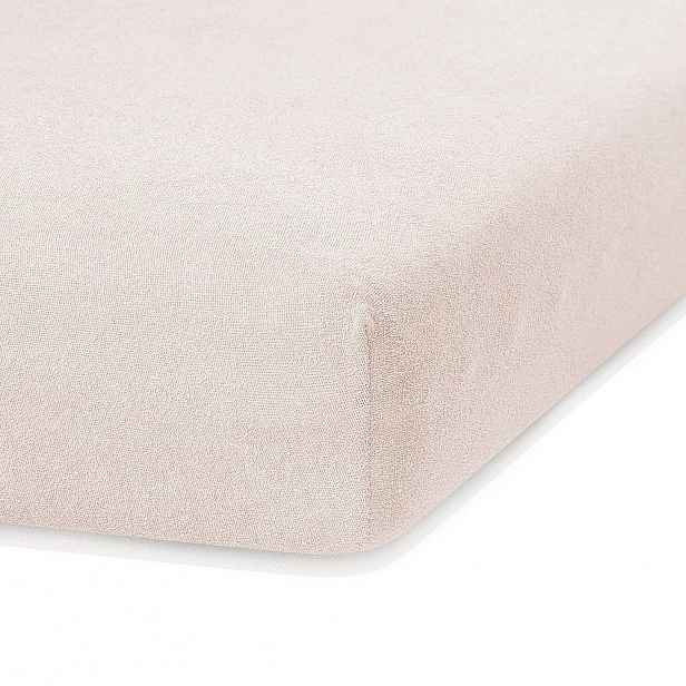 Světle béžové elastické prostěradlo s vysokým podílem bavlny AmeliaHome Ruby, 200 x 120-140 cm