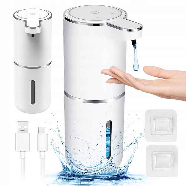 Bezdotykový Dávkovač Tekutého Mýdla 380 ML Automatický Dávkovač Velký Usb-c Ir
