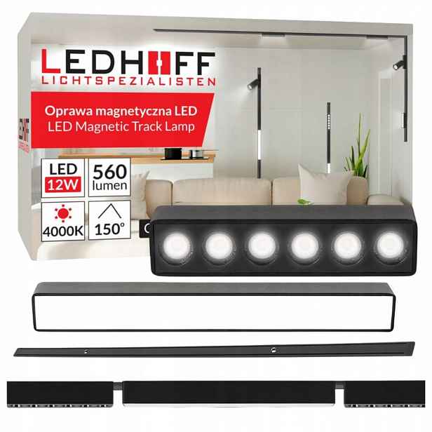 Magnetické kolejnicové osvětlení Set Kolejnice 1m 3x Led lampa Černá