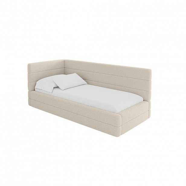 ALTDECOR JEDNOLŮŽKOVÁ POSTEL pro mládež s úložným prostorem, vpravo - BEMY 80x200 tmavě béžová