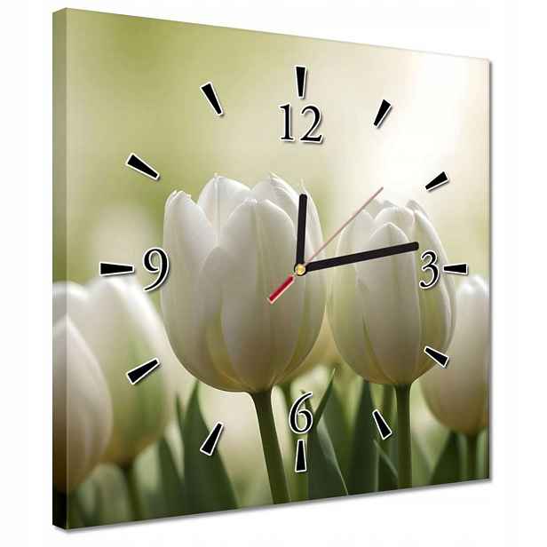 Hodiny 30x30 Bílé tulipány