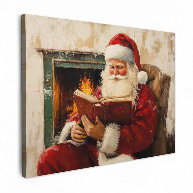 MuchoWow OBRAZ NA PLÁTNĚ Vánoce - Otec Vánoc - Zima - Otevřený oheň 40x30 cm