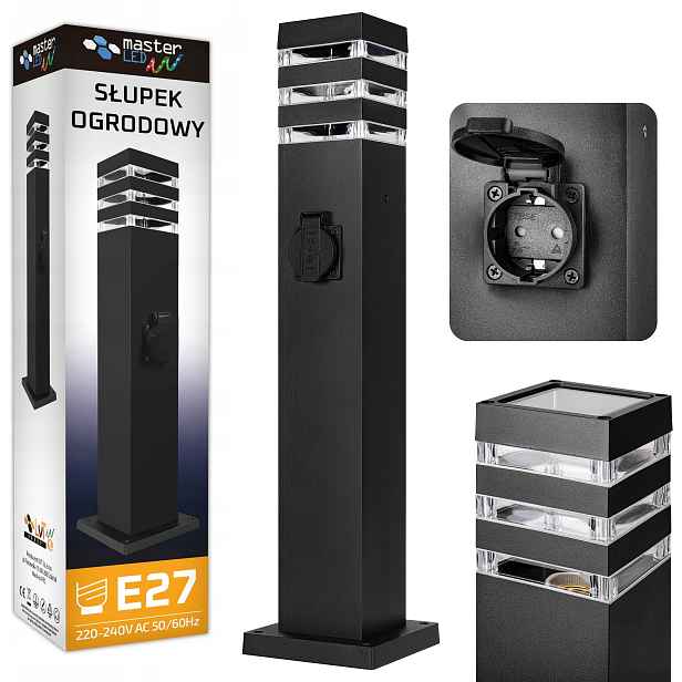 Zahradní stojací lampa Zásuvka 230V 60cm venkovní E27 Led