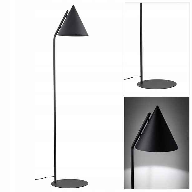 Černá stojací lampa Cono je moderní v obývacím pokoji u křesla Tk Lighting