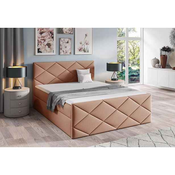 Postel s matrací a roštem HALKA - 200x220, lososová + topper ZDARMA