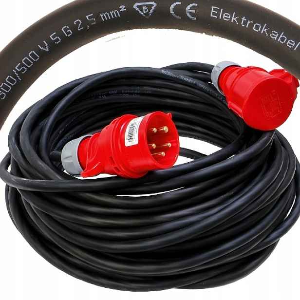 Prodlužovací Kabel gumový Ow 5x2,5 s/u zásuvkou a zástrčkou 5P 16A 15 m
