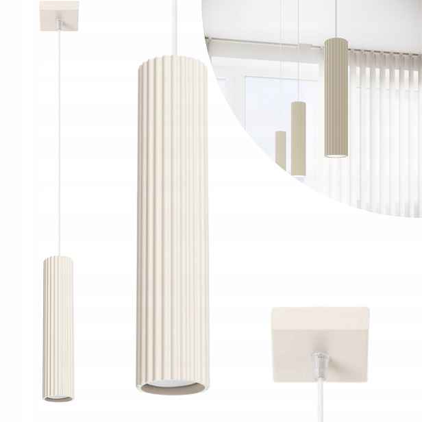 Sollux Závěsná lampa Karbovaná Béžová Tuba 1xGU10 10W Karbon