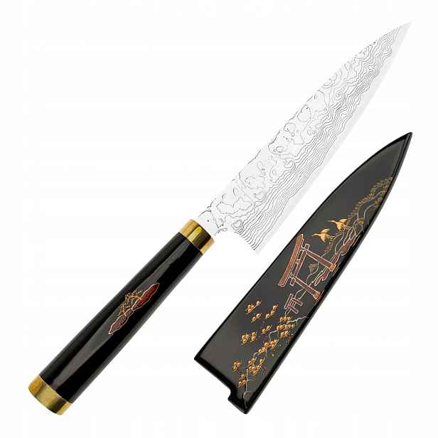 Takeshi Saji Art Tori Fuji Lake Kuty R-2 Japonský Nůž Univerzální 13 cm Saya
