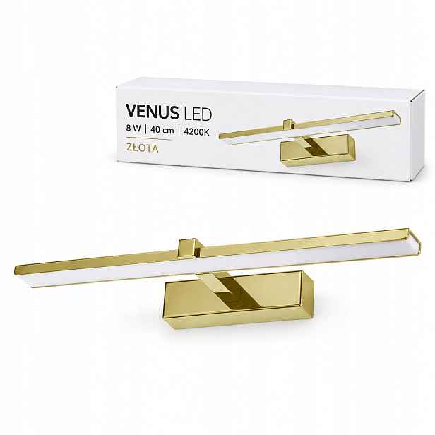 Zlaté svítidlo Venus 40 cm 8W Led nad komodu 580lm 4200K IP44 do obývacího pokoje