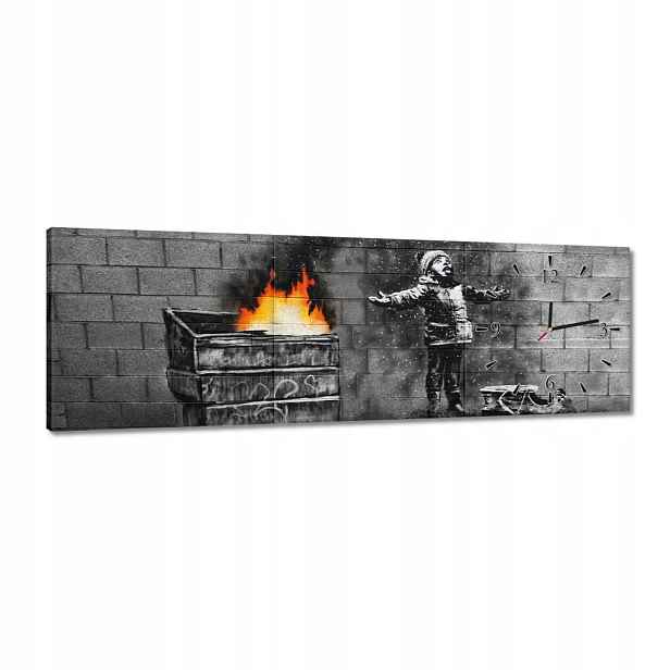 Hodiny 90x30 Banksy Sníh Smog