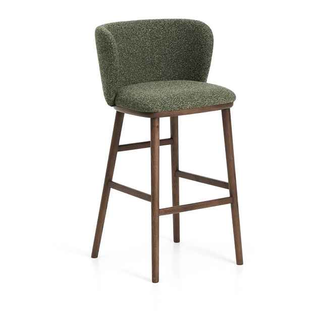 Tmavě zelená čalouněná barová židle (výška sedáku 75 cm) Ciselia – Kave Home
