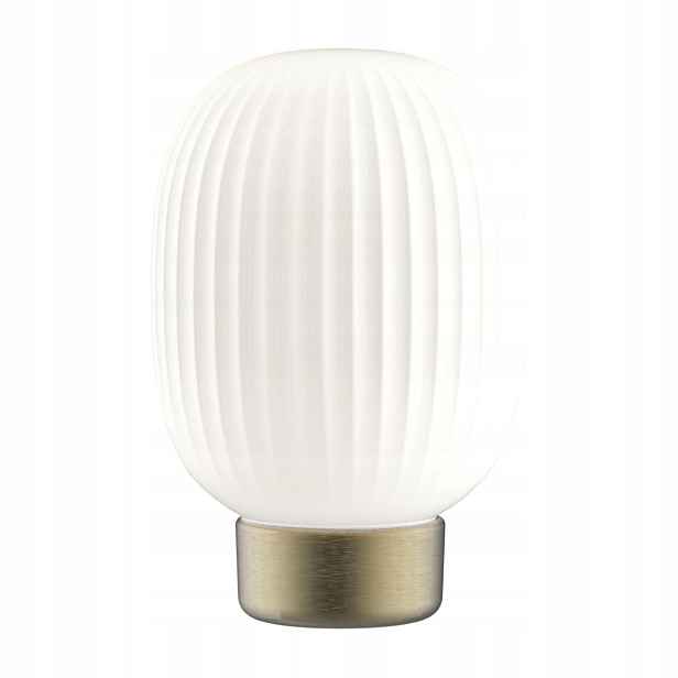 Led stolní lampička glamour zlatá skleněná bílá bateriová lampička Polux