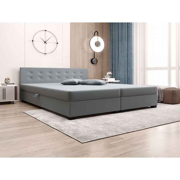 Manželská postel s úložným prostorem 140x200 ROSIE 12 - šedá