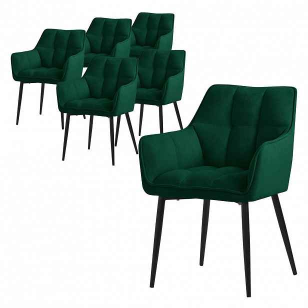 ML-DESIGN JÍDELNÍŽIDLA, SADA 6 KS, tmavě zelená froté látka