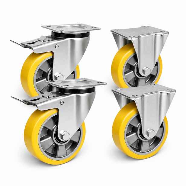 Sada Transportních Kol 125 MM Komplet 2X Brzda 2X Pevná 1000 Kg Ergo