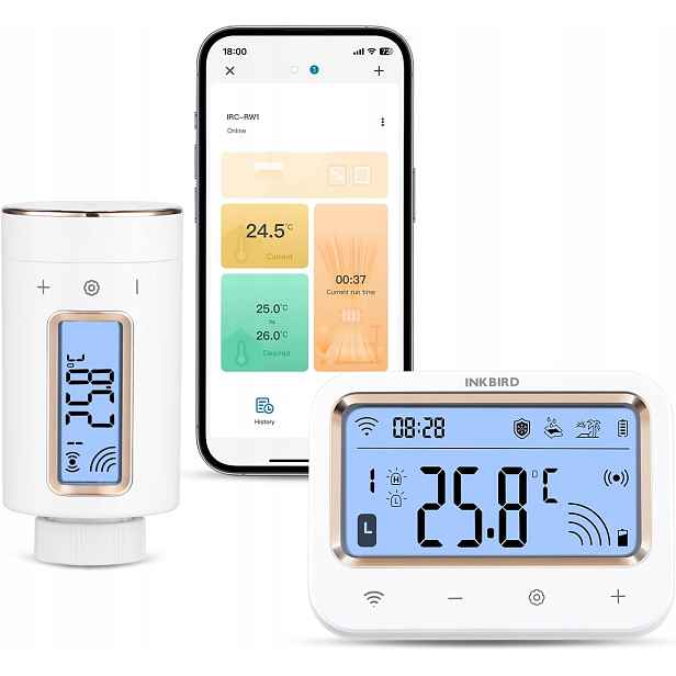 Termostat radiátorový Inkbird IRC-RW1 WiFi Termostatická sada s bránou
