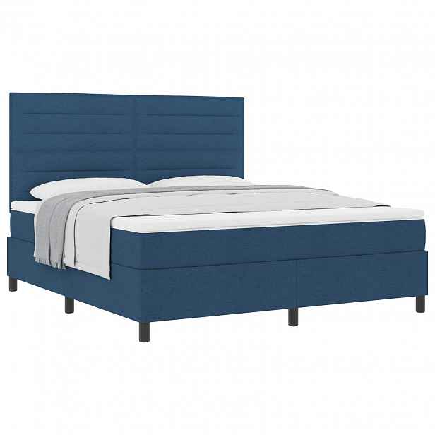 vidaXL Postel s boxspringem s matrací s čelo Modrá 180 x 200 cm textil
