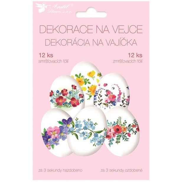 sada k dekor. vajec, KVĚTINY, 12ks, smršt.fólie