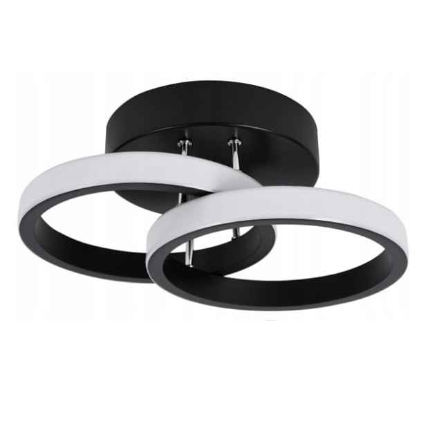 Závěsné Stropní Svítidlo Černá Stropní Svítidlo Led Loft 2 Kruhy 25 CM Teplá Barva