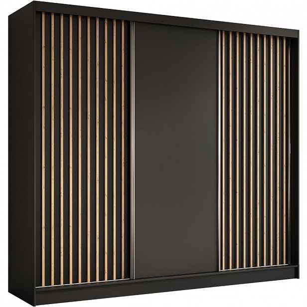 Beautysofa SKŘÍŇ s posuvnými dveřmi Helios 240/216/61 černá + dub Artisan se zásuvkami