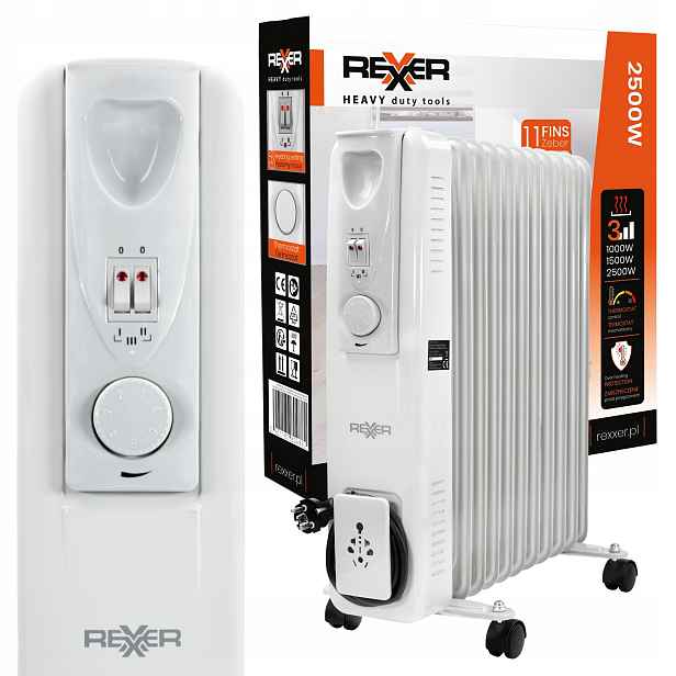 Elektrický Olejový Radiátor Do Koupelny Do Pokoje 2500W Termostat 11 Žeber