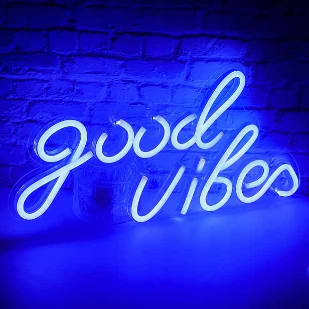 Neonový Led nápis na zeď, 19 cm x 40 cm, good vibes