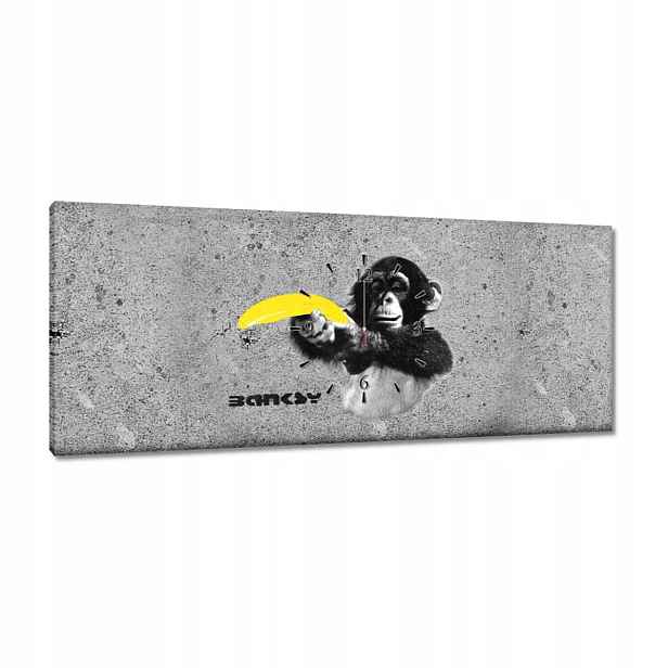 Hodiny 100x40 Banksy Banán Opice