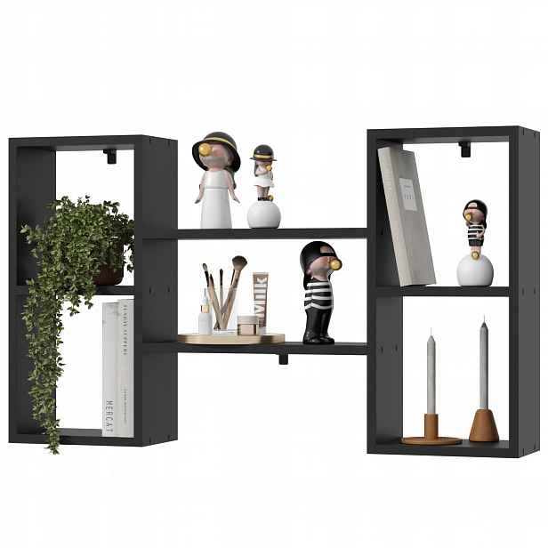 Knihovna Regál Police na Knihy na Stěnu do Obývacího Pokojí Dětského Pokojí Černá