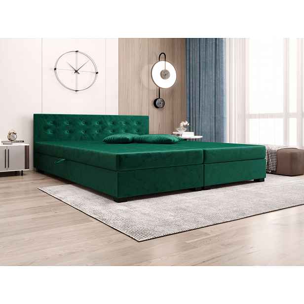 Manželská postel s úložným prostorem 160x200 ROSIE 12 - zelená