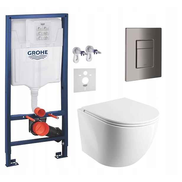 Podomítkový Wc set Grohe s mísou Cmwbp a tlačítkem grafit lesk
