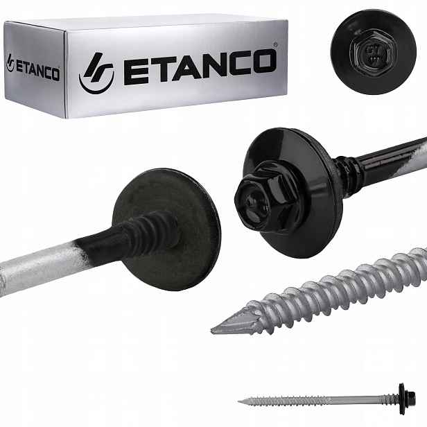 Šrouby do sendvičové desky 100 mm Ral 9005 100s pro dřevo betonu Etanco Gtrw
